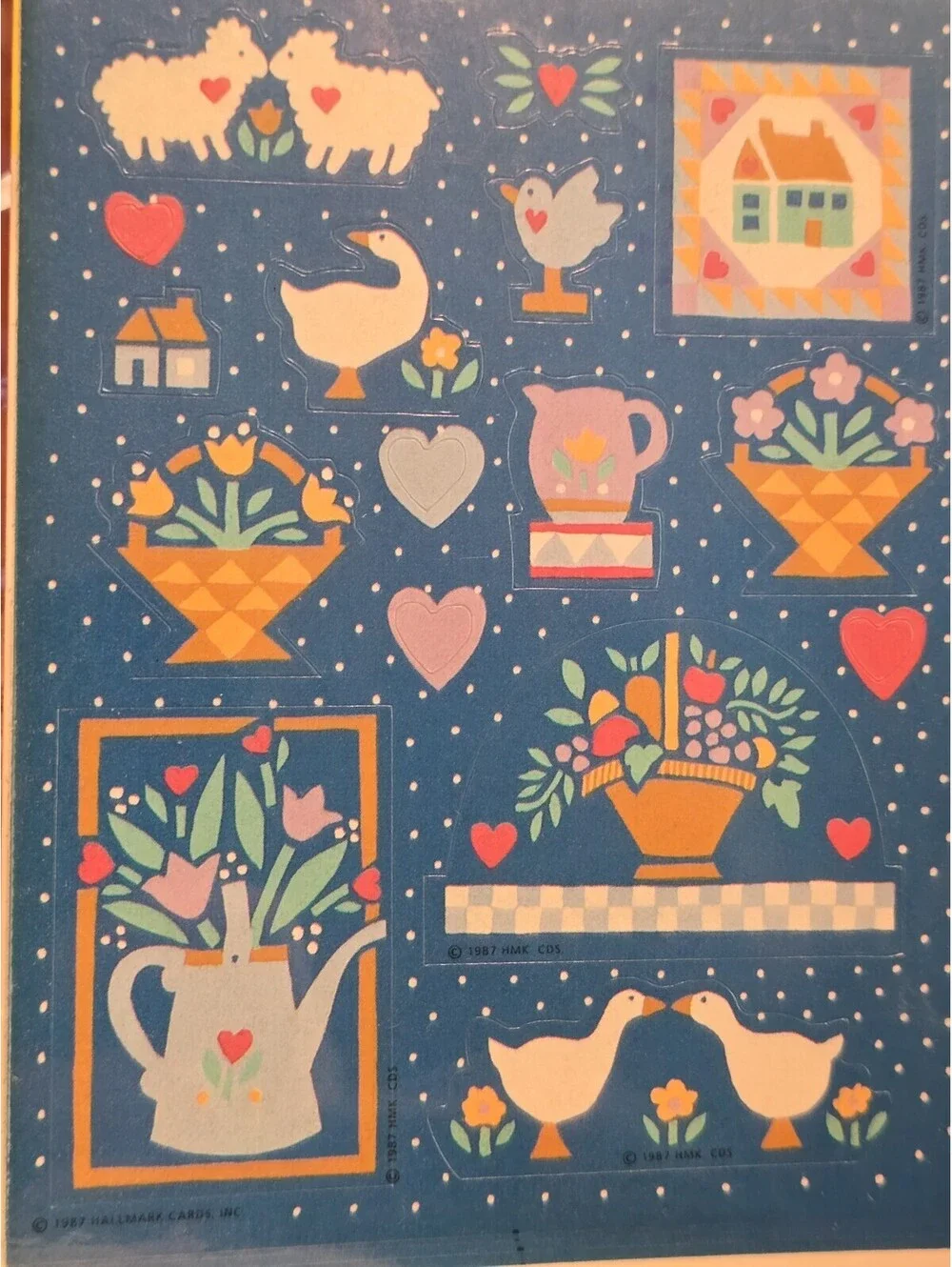 NOS  1987 Hallmark Country Geese Stickers / sheep/ cottage core/ flowers/ goose
